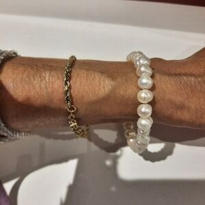 Genuine Freshwater Pearls Bead Bracelet Solid Sterling Silver Lobster Claw Clasp